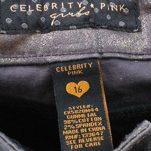 Celebrity Pink Youth Girl's Gold Gunmetal Skinny Jeans - 16